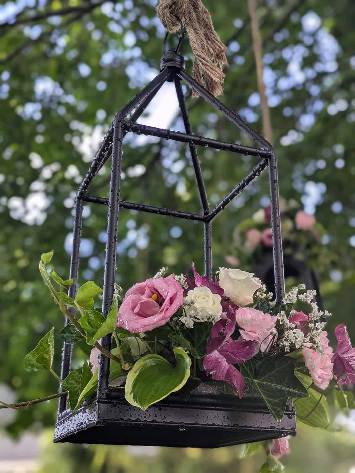 Floral Filled Hanging Lantern