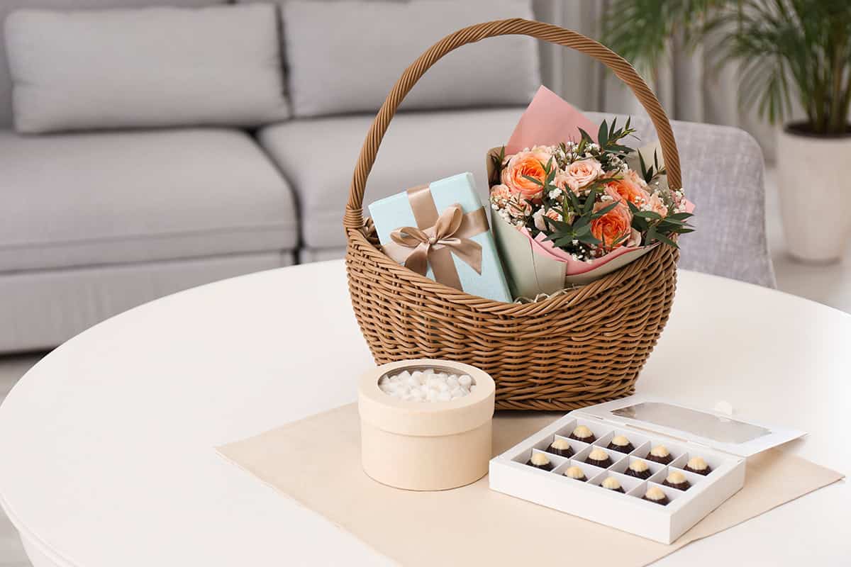 Gift Box + Bouquet Basket