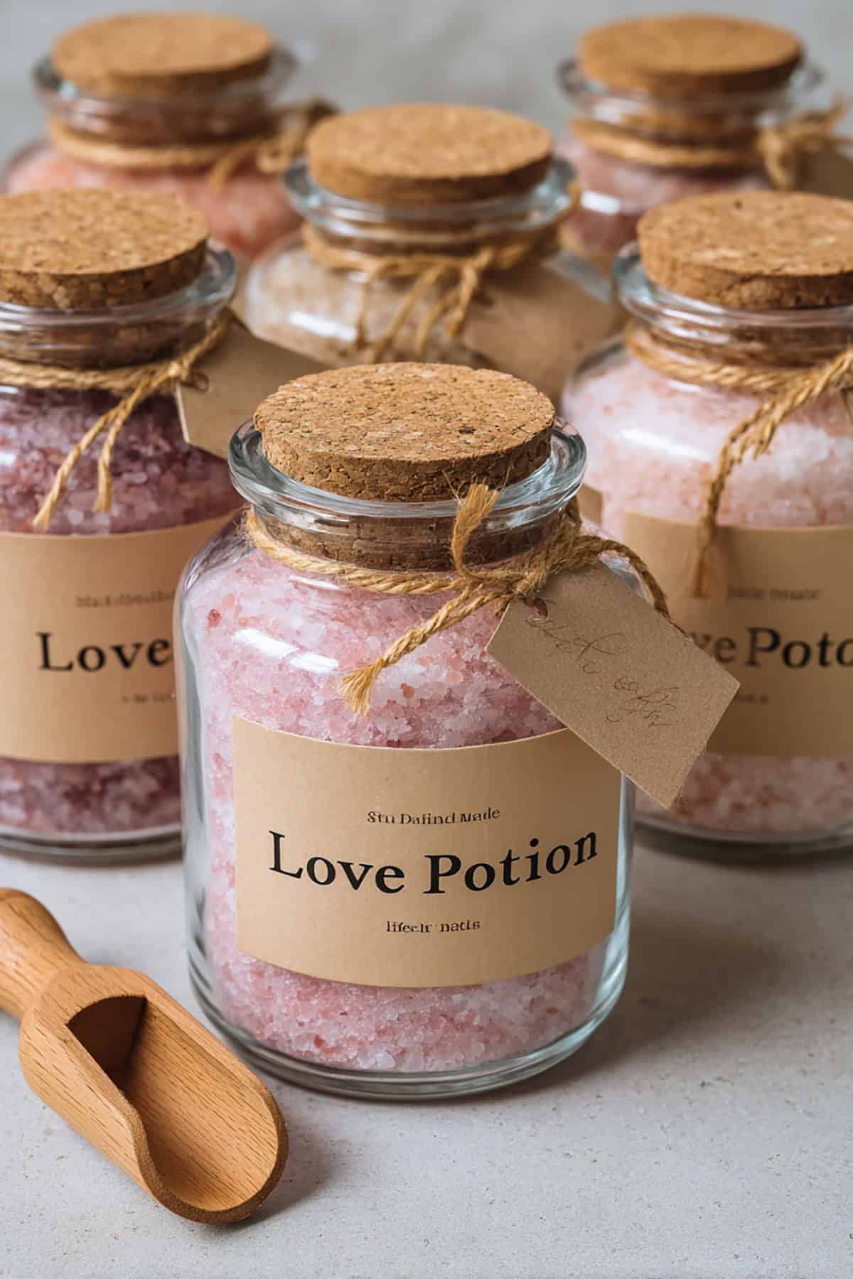 Handmade Love Potion Bath Salt Jars
