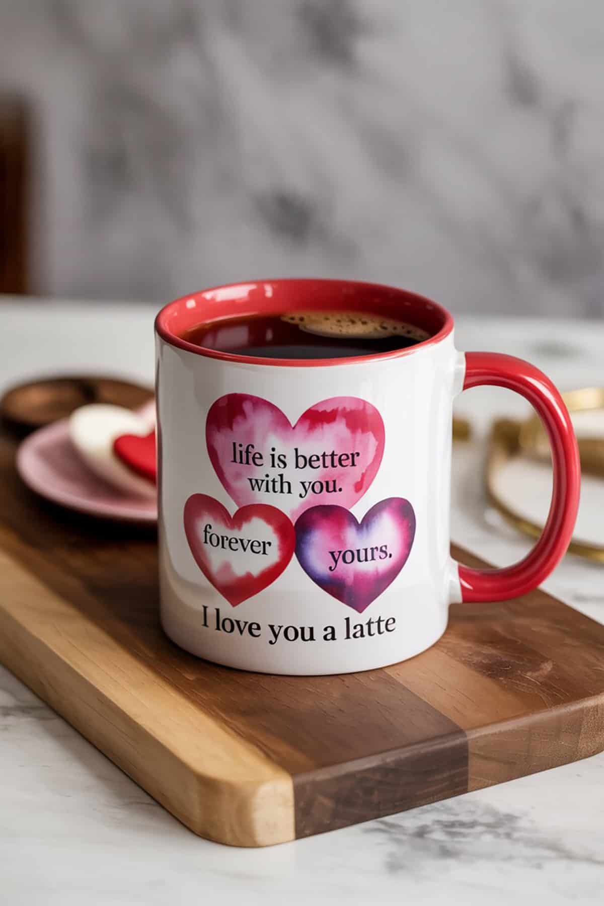 Handmade Valentine Mug With Painted Hearts