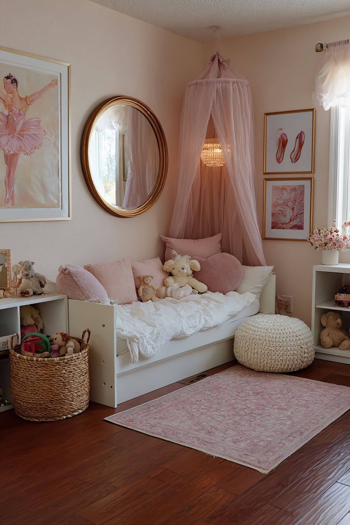 Mini Ballet Room With Low Barre And Soft Pink Textures