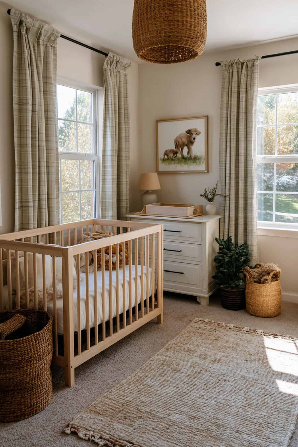 Modern Farm Nursery With Soft Plaid + Cream