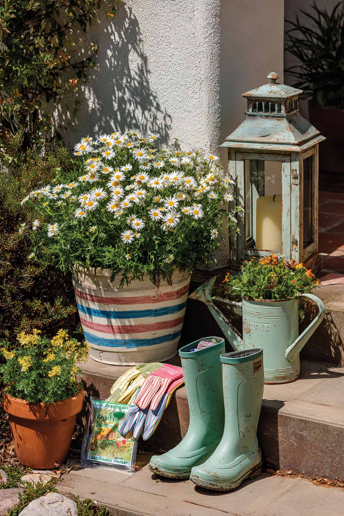 Rainboot Garden Lantern Arrangement