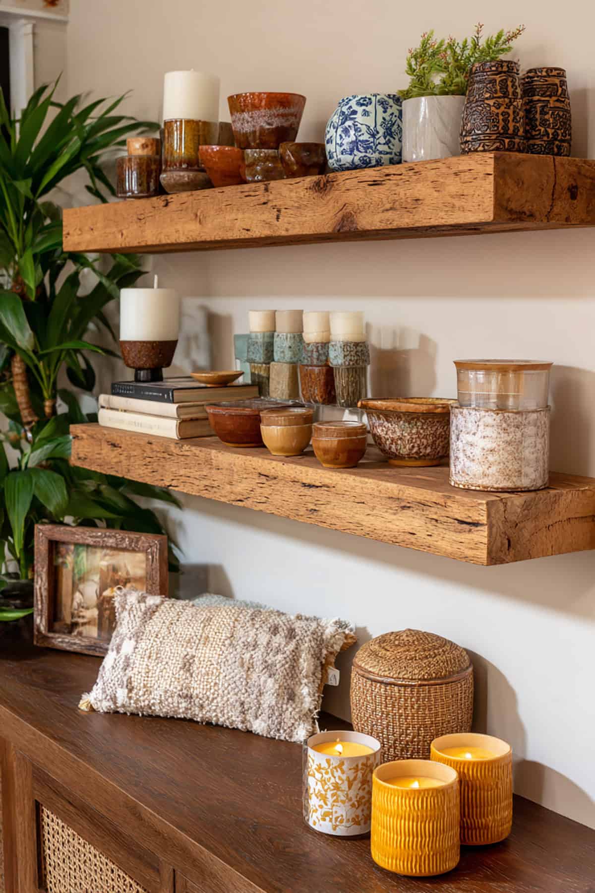 Rustic Wooden Floating Shelves