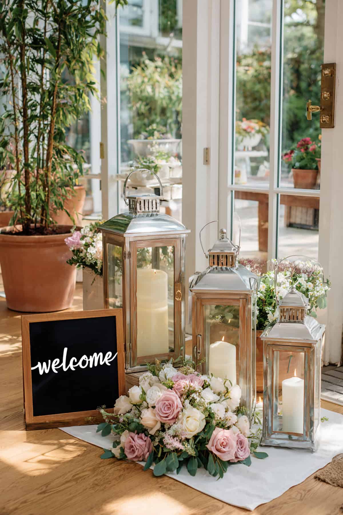 Spring Wedding Entry Lantern Cluster