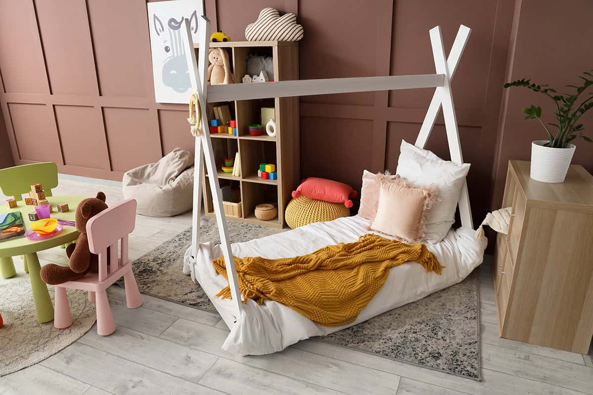 Teepee Frame Floor Bed With A Play Zone