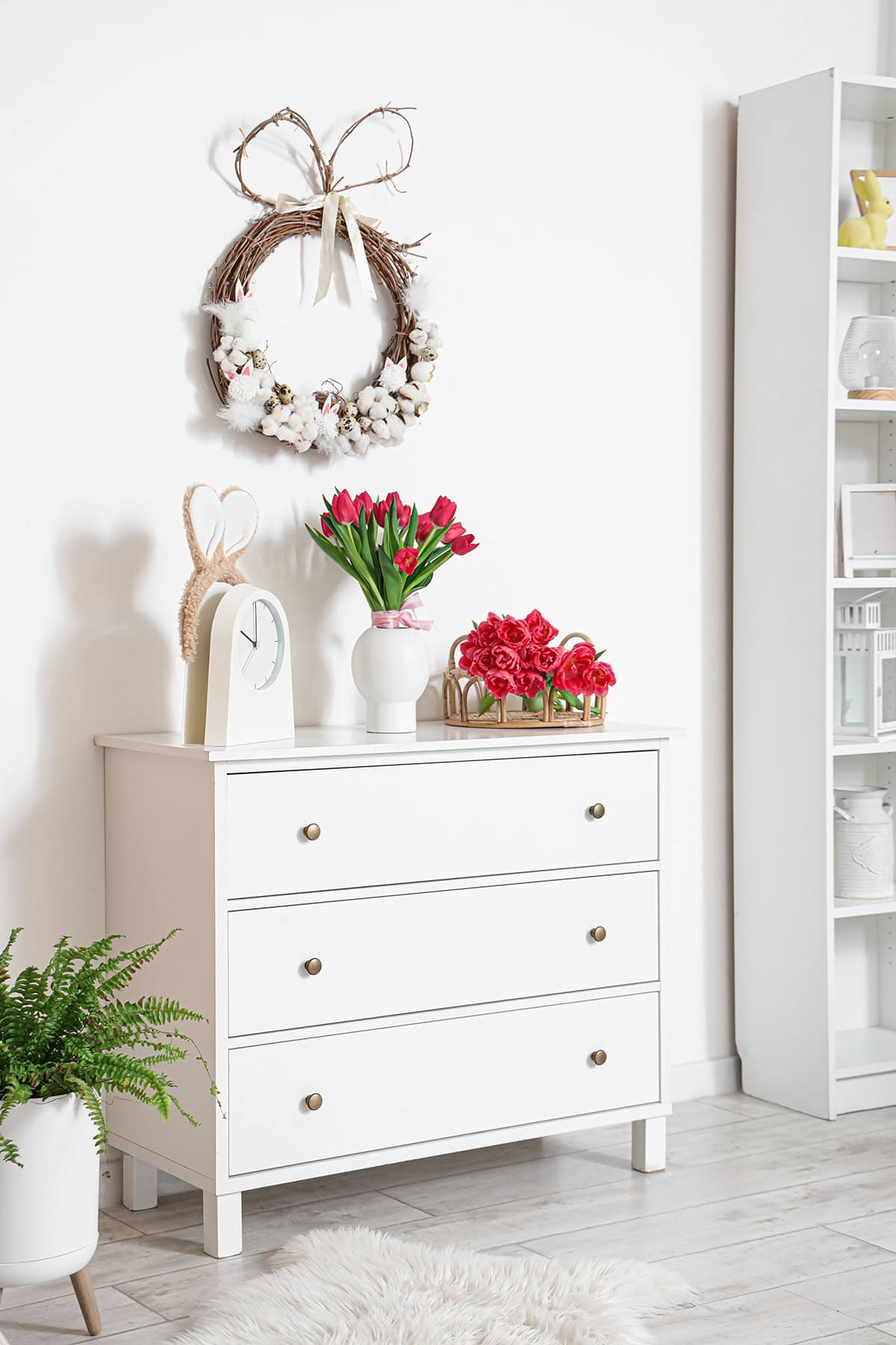Tulip Topped Dresser Decor