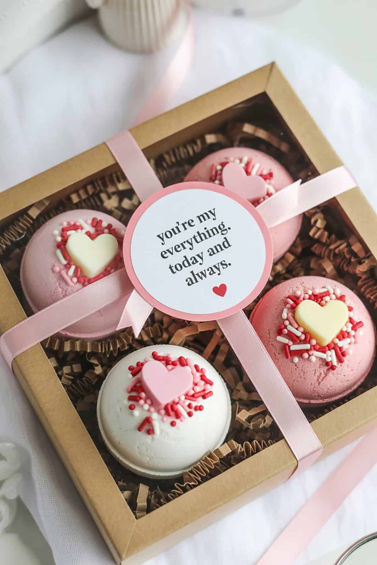 Valentine Bath Bomb Gift Set With Sprinkle Tops