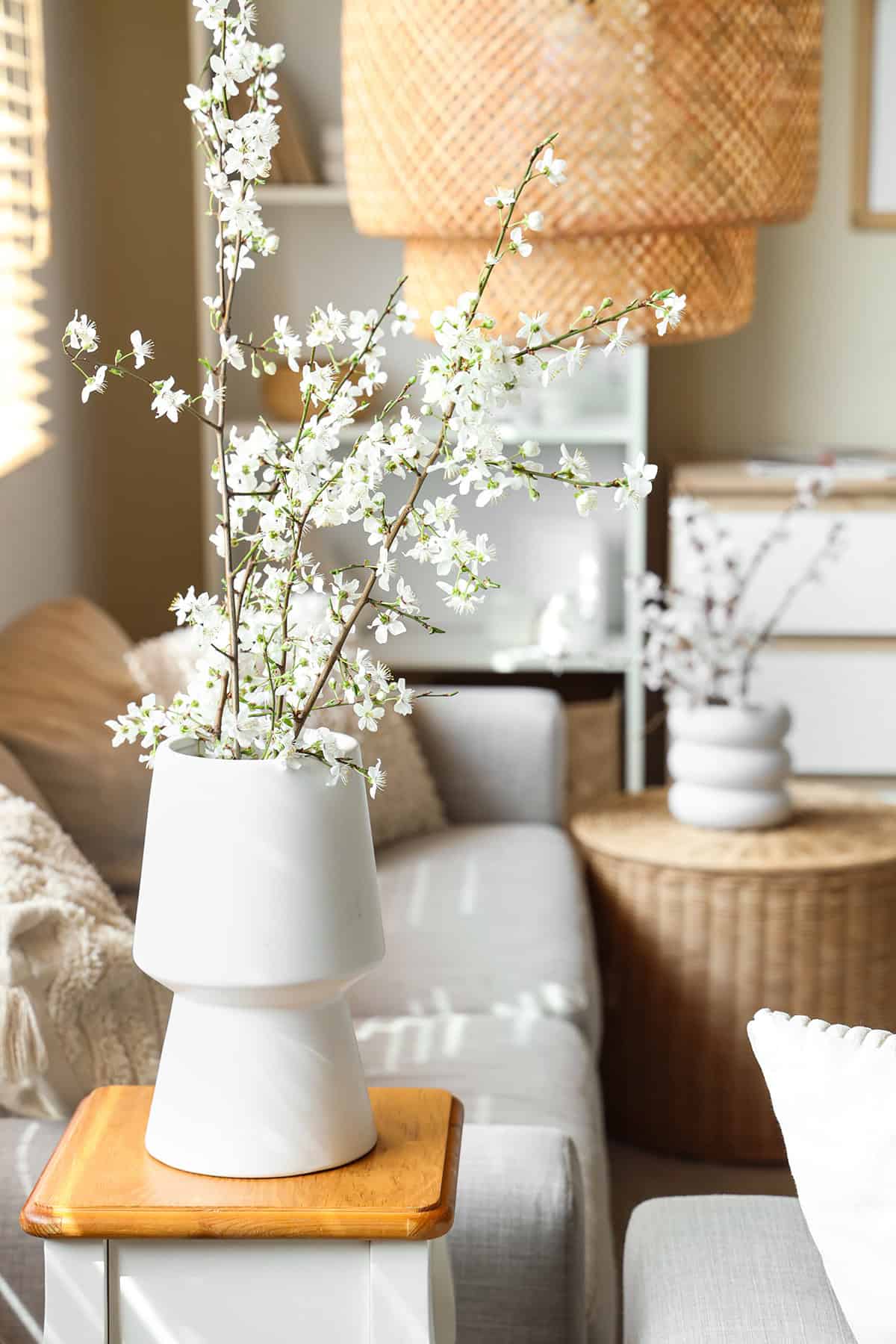 White Blossom Branch Vase