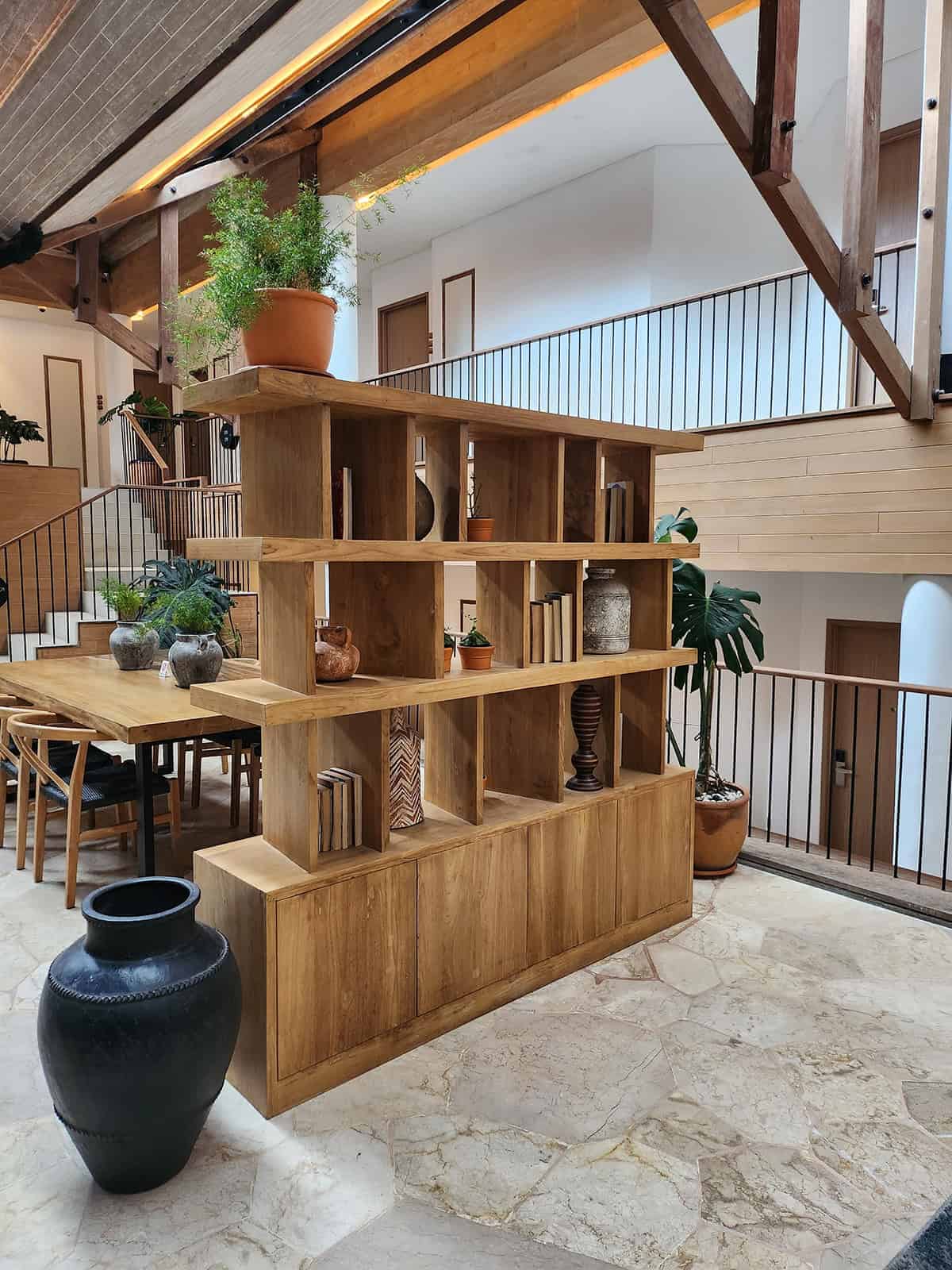 Architectural Wood Divider With Open Cubes