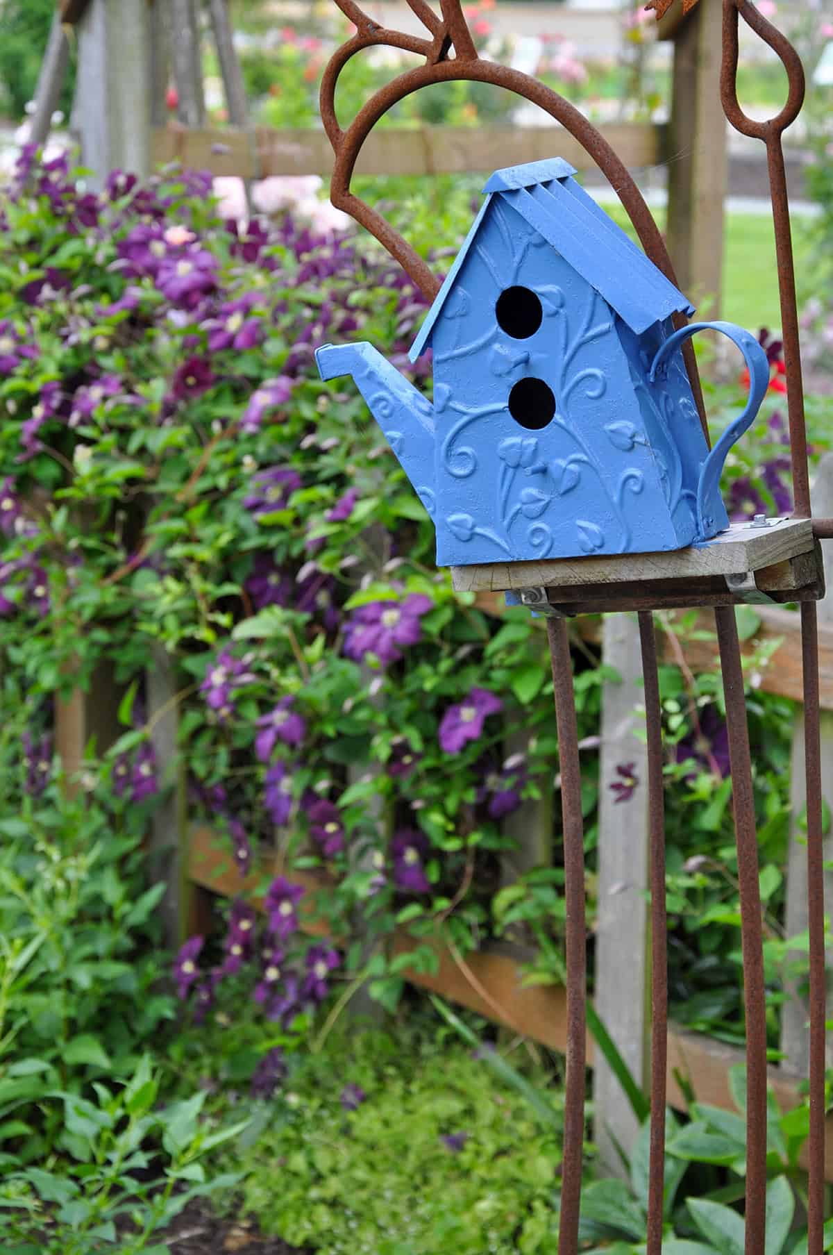Blue Watering Can Birdhouse