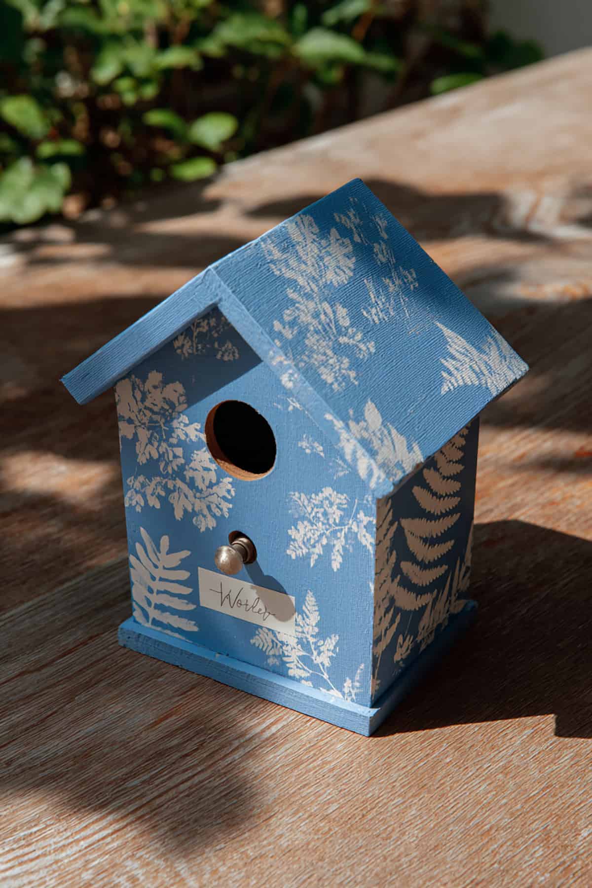 Botanical Cyanotype Print Birdhouse