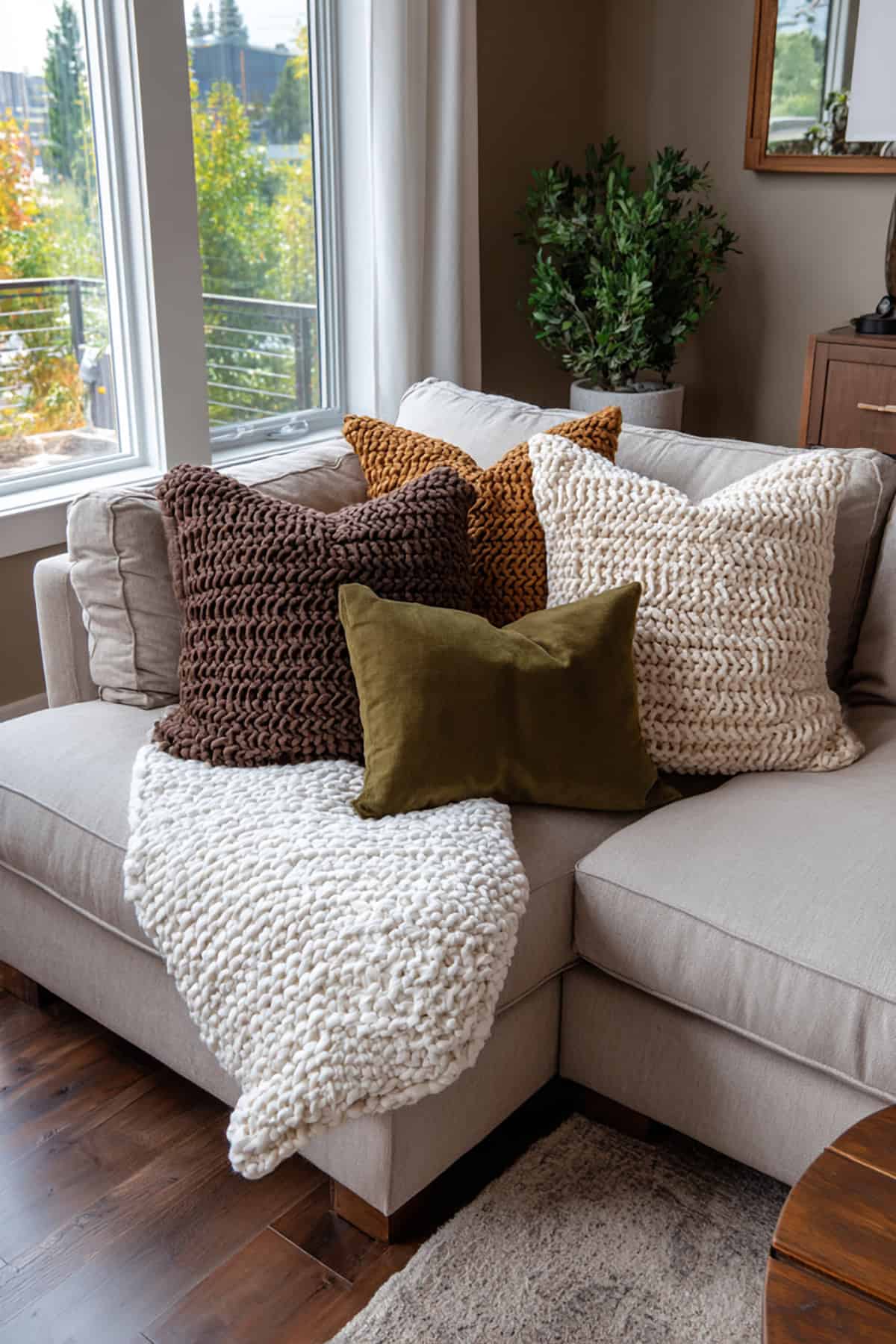 Chunky Knit Throws and Oversized Pillows