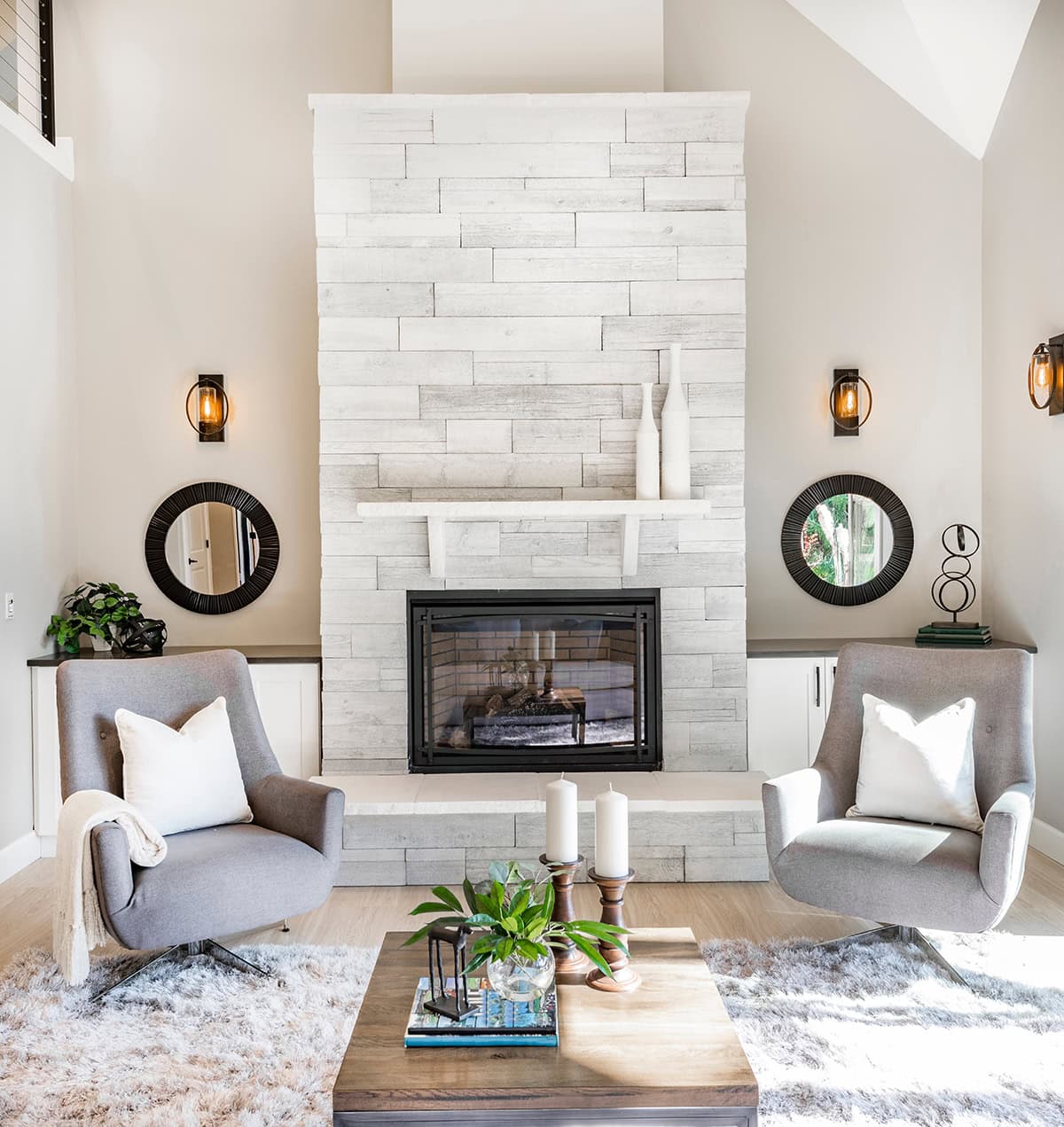 Classic Farmhouse Stone or Brick Fireplace
