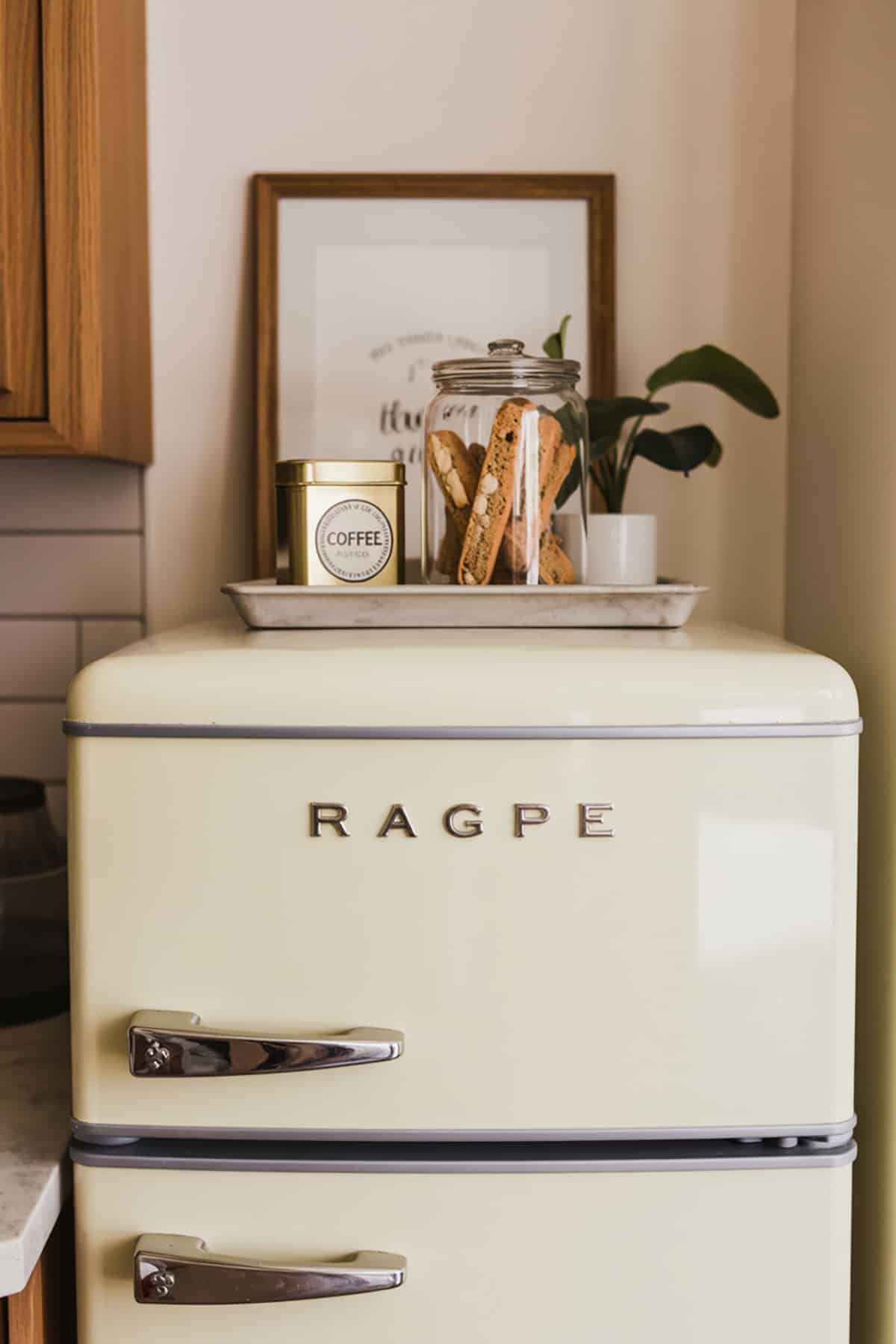 Compact Coffee Corner Vibe On The Fridge