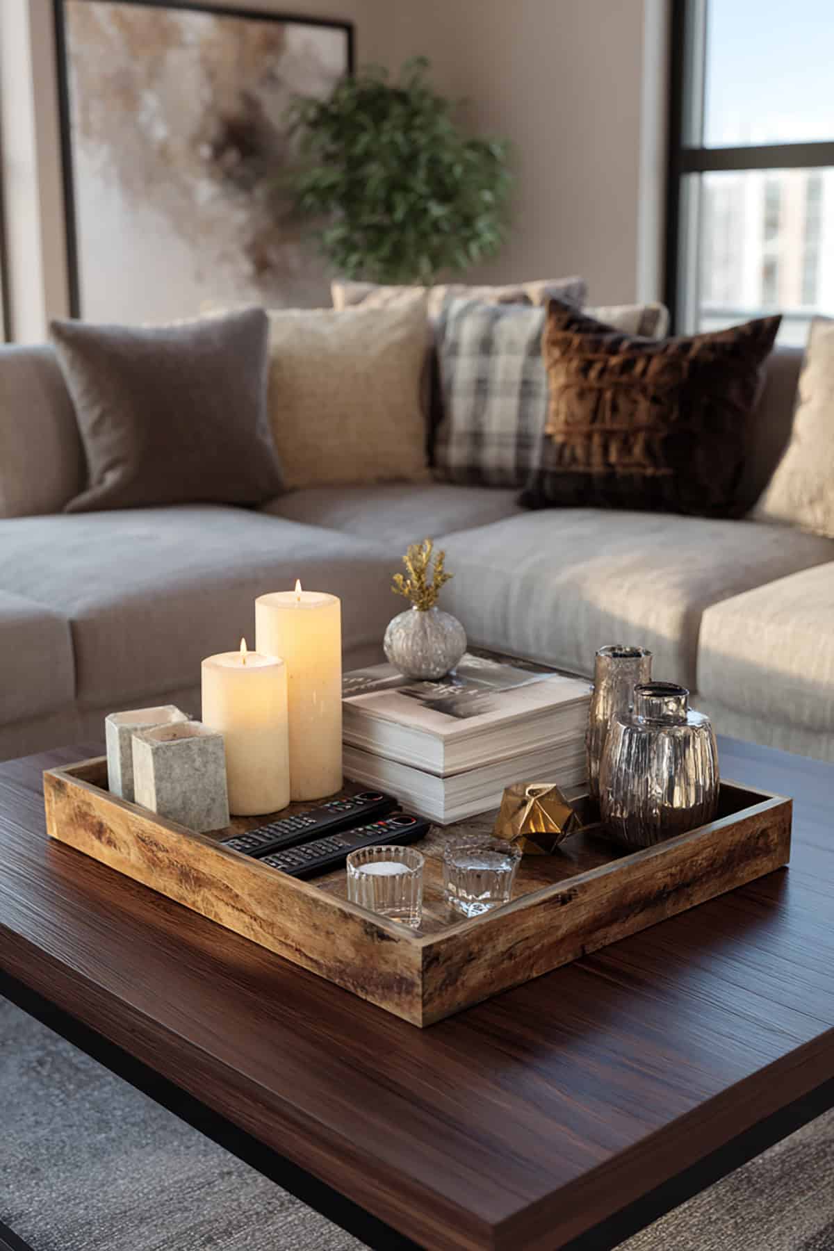 Decorative Tray To Contain Tabletop Clutter