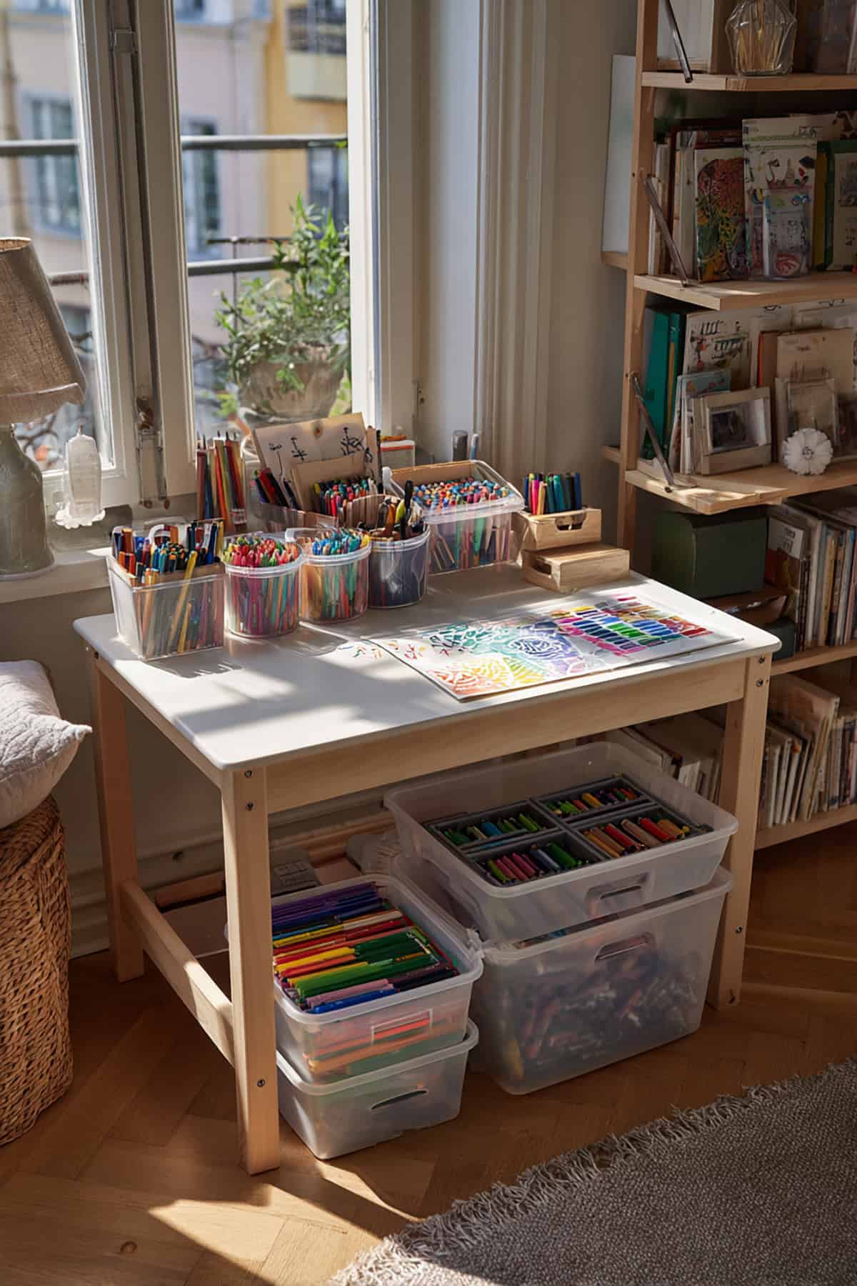 FLISAT Table With Storage Bins