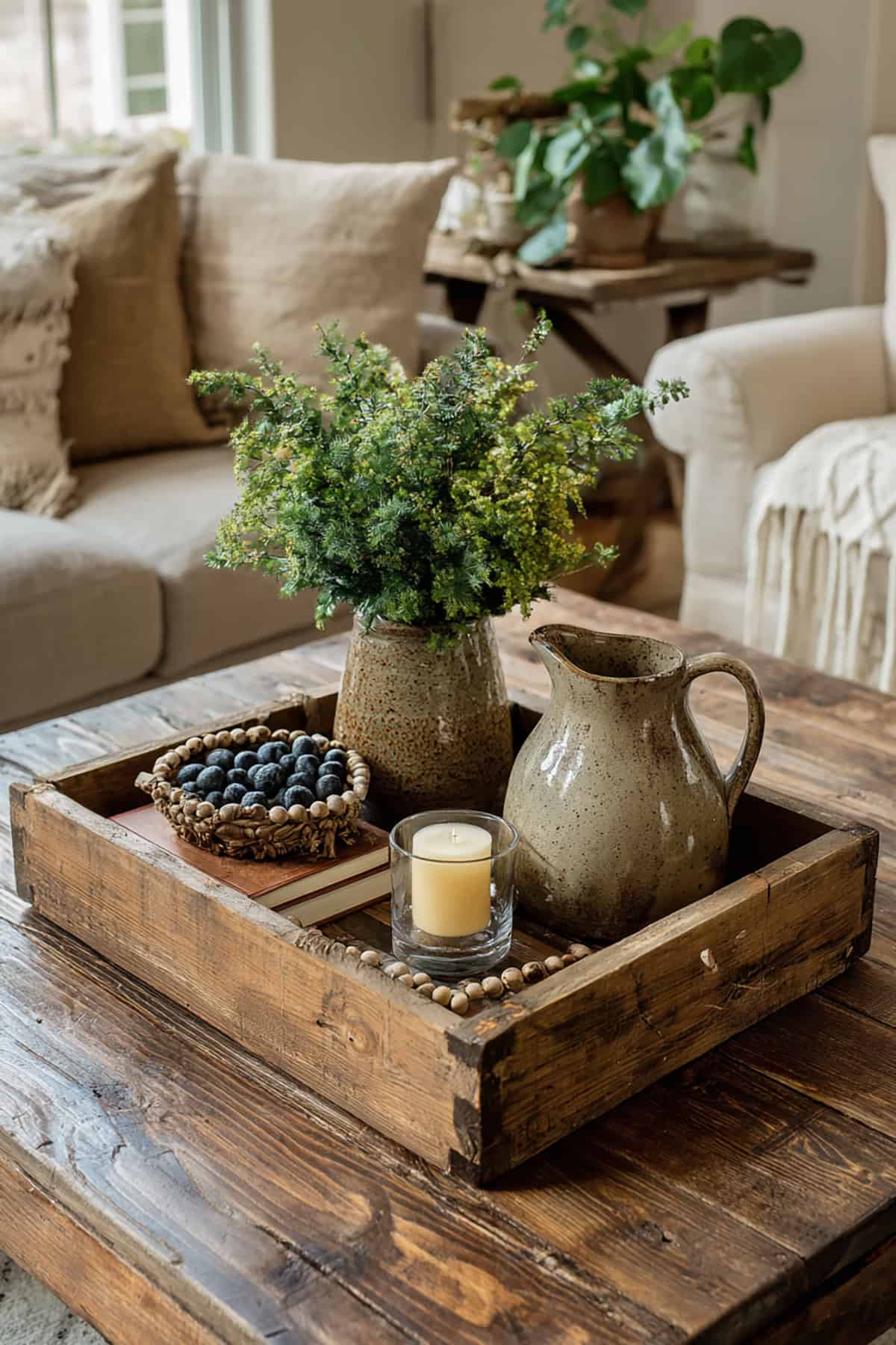 Farmhouse Coffee Table Tray Styling