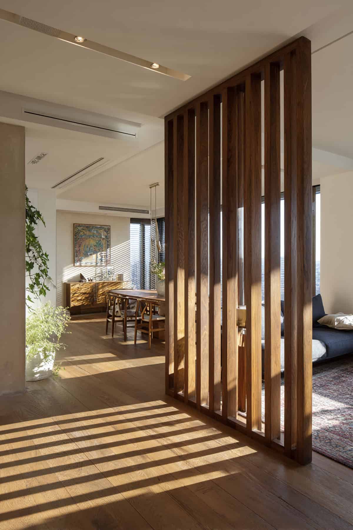 Floor to Ceiling Wooden Slat Divider
