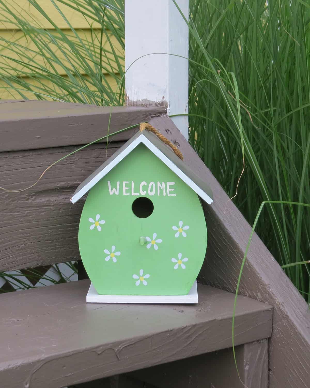 Green Daisy Dot Welcome Birdhouse