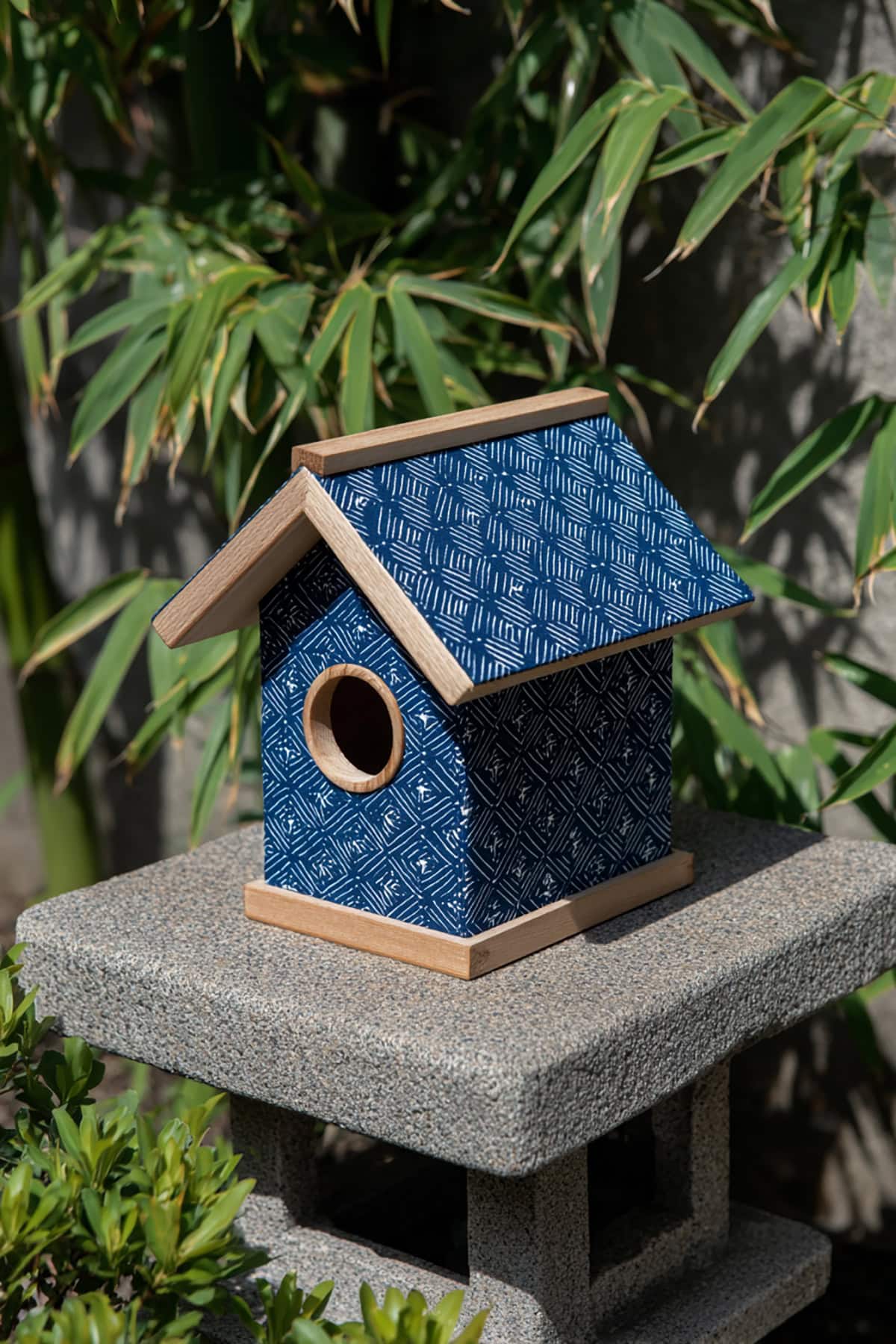 Japanese Indigo Sashiko Pattern Birdhouse