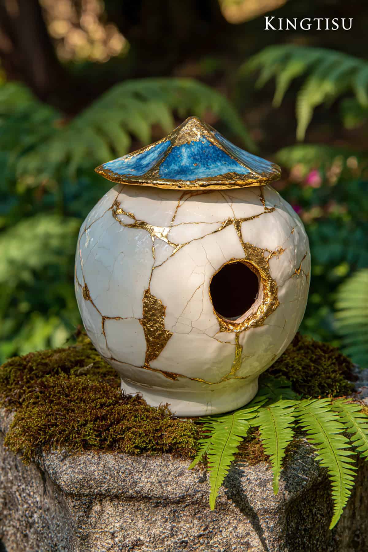 Kintsugi Crackle Ceramic Birdhouse