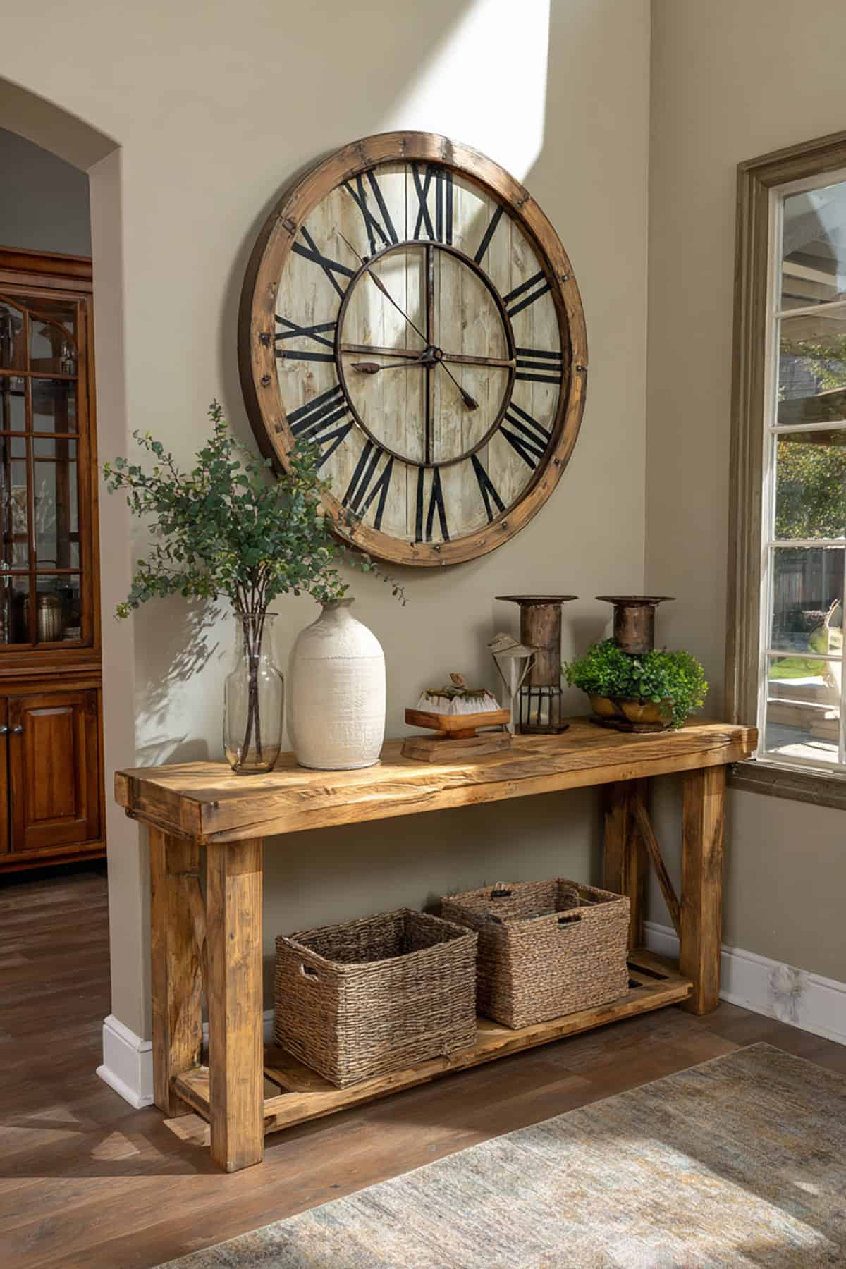 Large Distressed Farmhouse Wall Clock 2