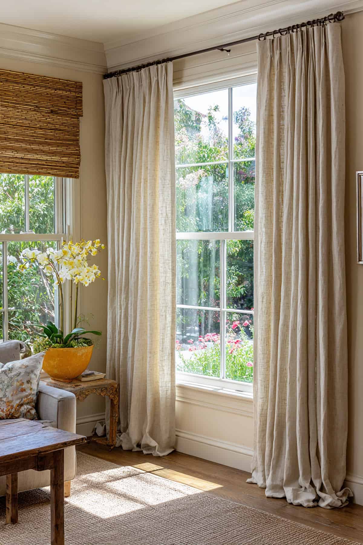 Layered Linen Window Treatments