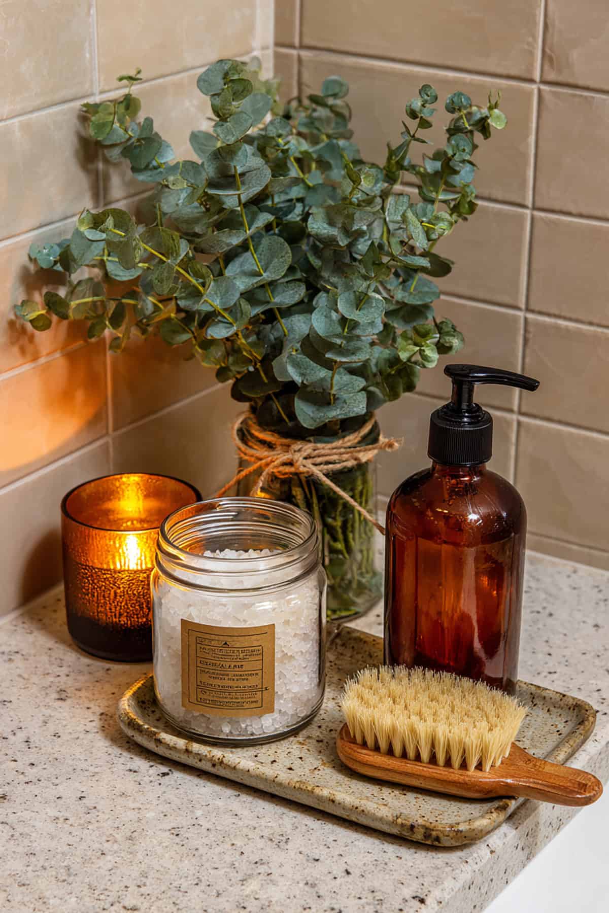 Natural Spa Corner With Eucalyptus and Bath Salts