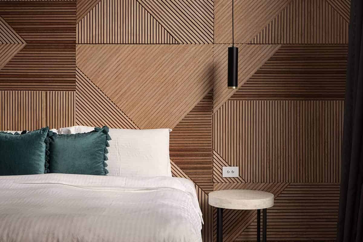 Natural Wood Panels With Clean White Walls