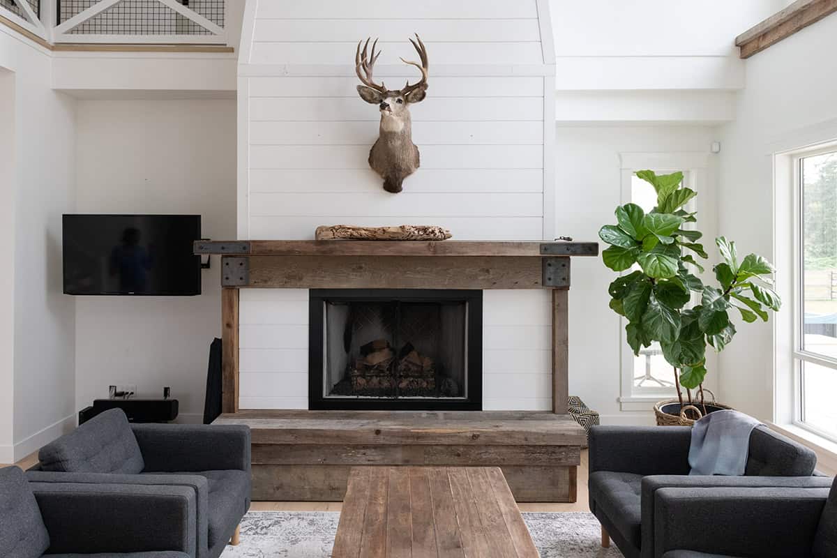 Rustic Wood Mantel With Seasonal Decor