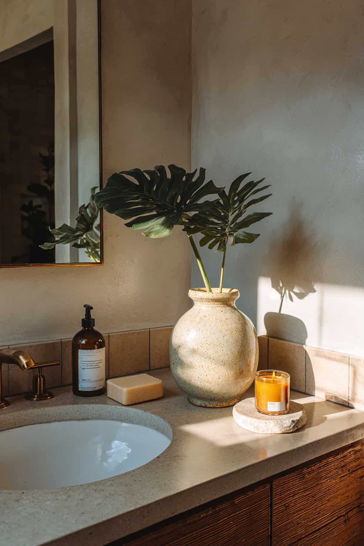 Statement Vase Moment With Single Stem and Minimal Accessories