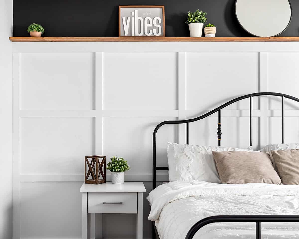 Two Tone Wainscoting for Modern Farmhouse Bedroom Style