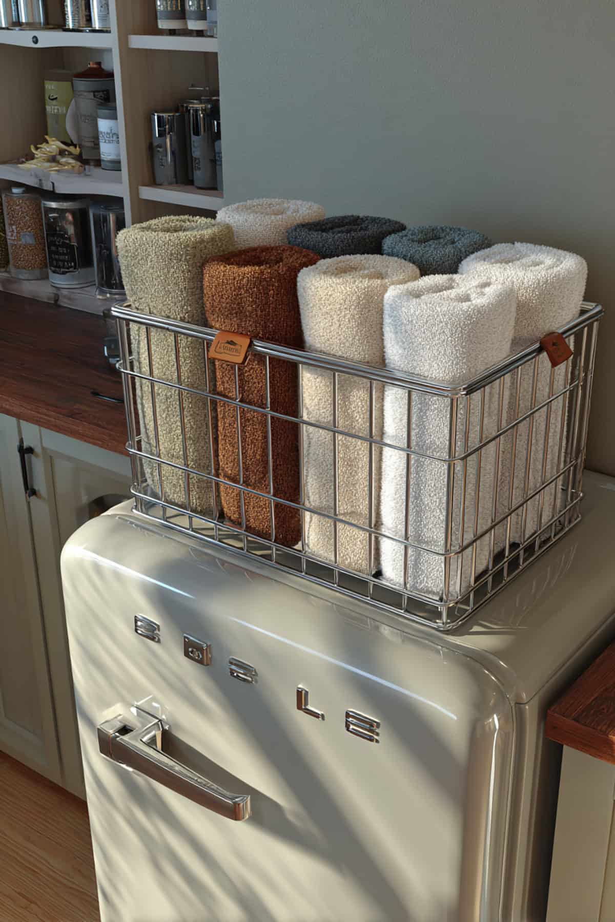 Wire Basket Towel Rolls
