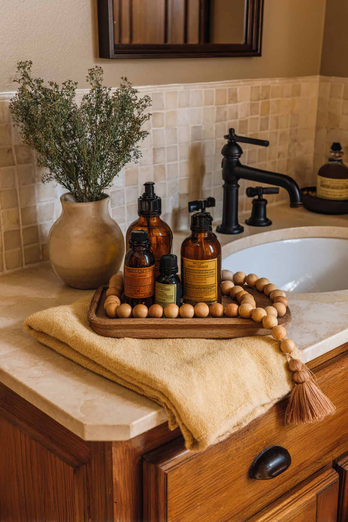 Wood Bead Garland for a Farmhouse Touch