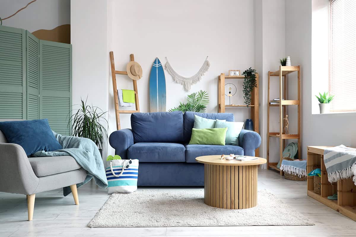 Blue Sofa Anchoring Coastal Palette