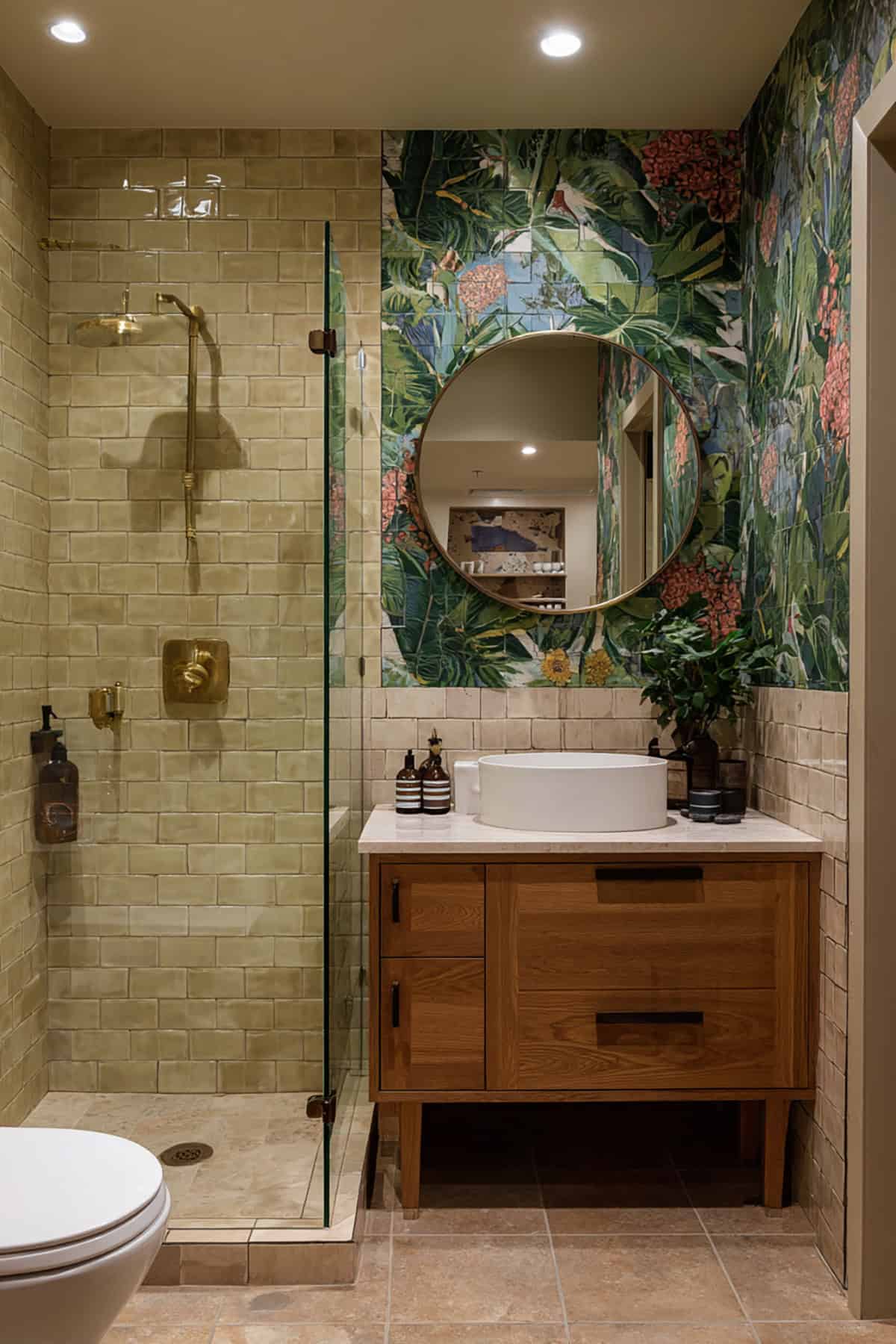 Botanical Wallpaper Wet Room Accent