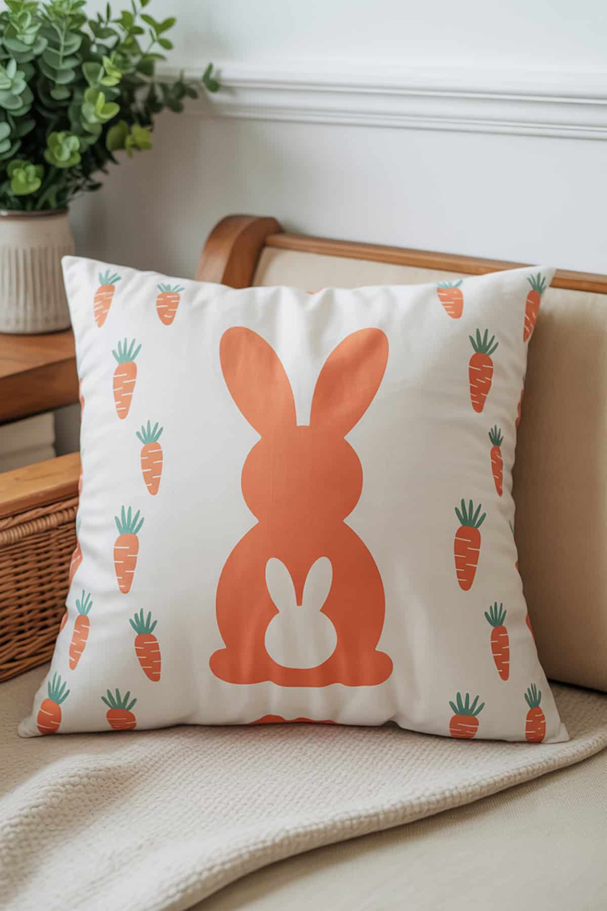 Bunny Silhouette Throw Pillow Covers