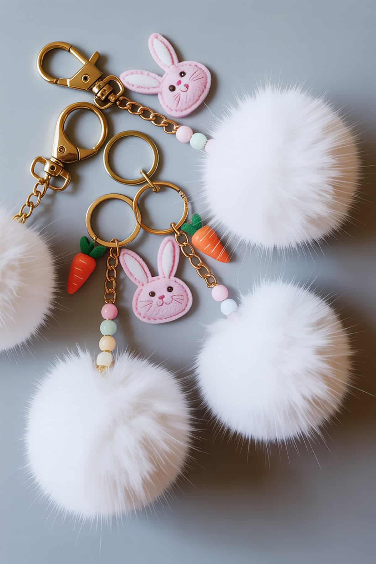 Bunny Tail Pom Pom Keychains