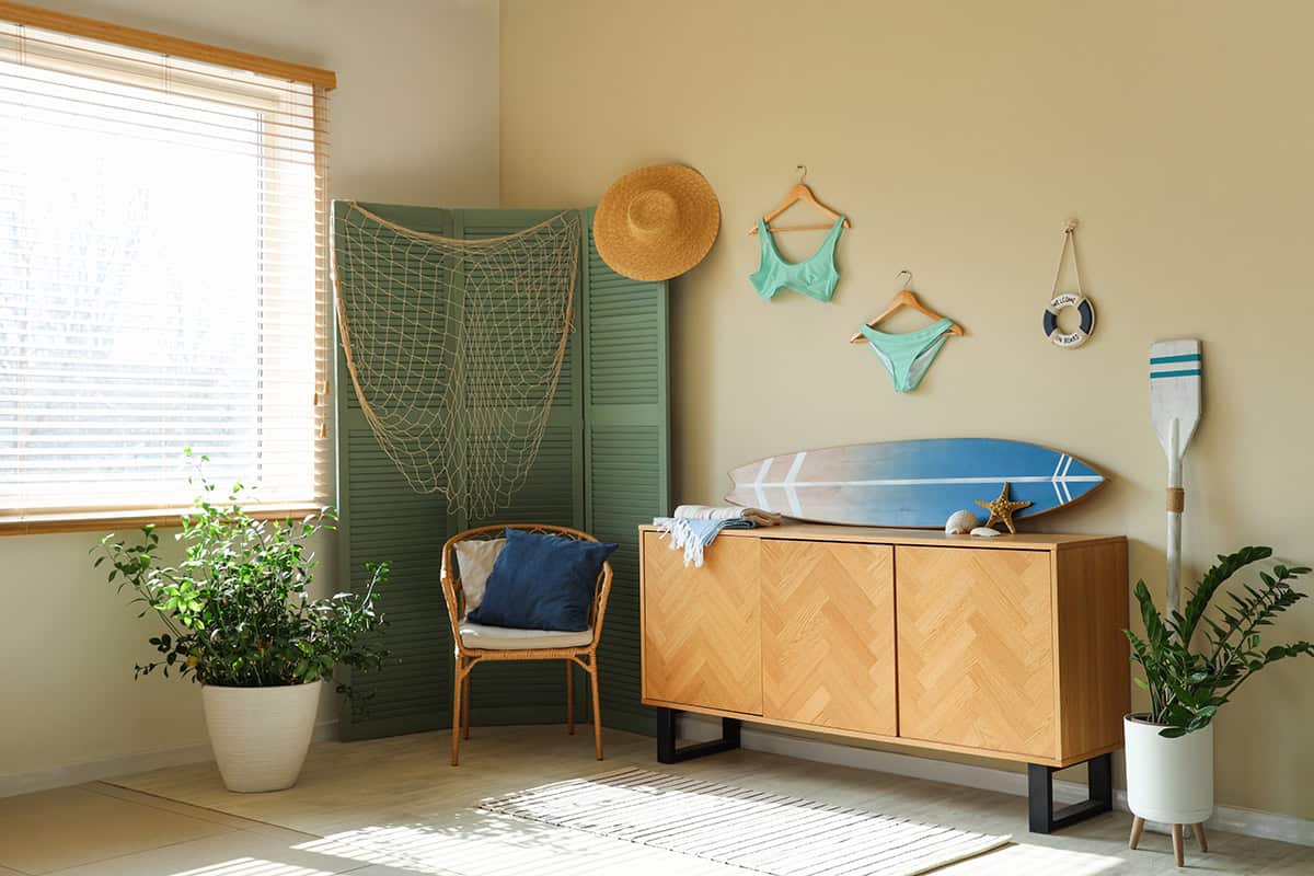 Coastal Wall Decor With Hanging Swimwear