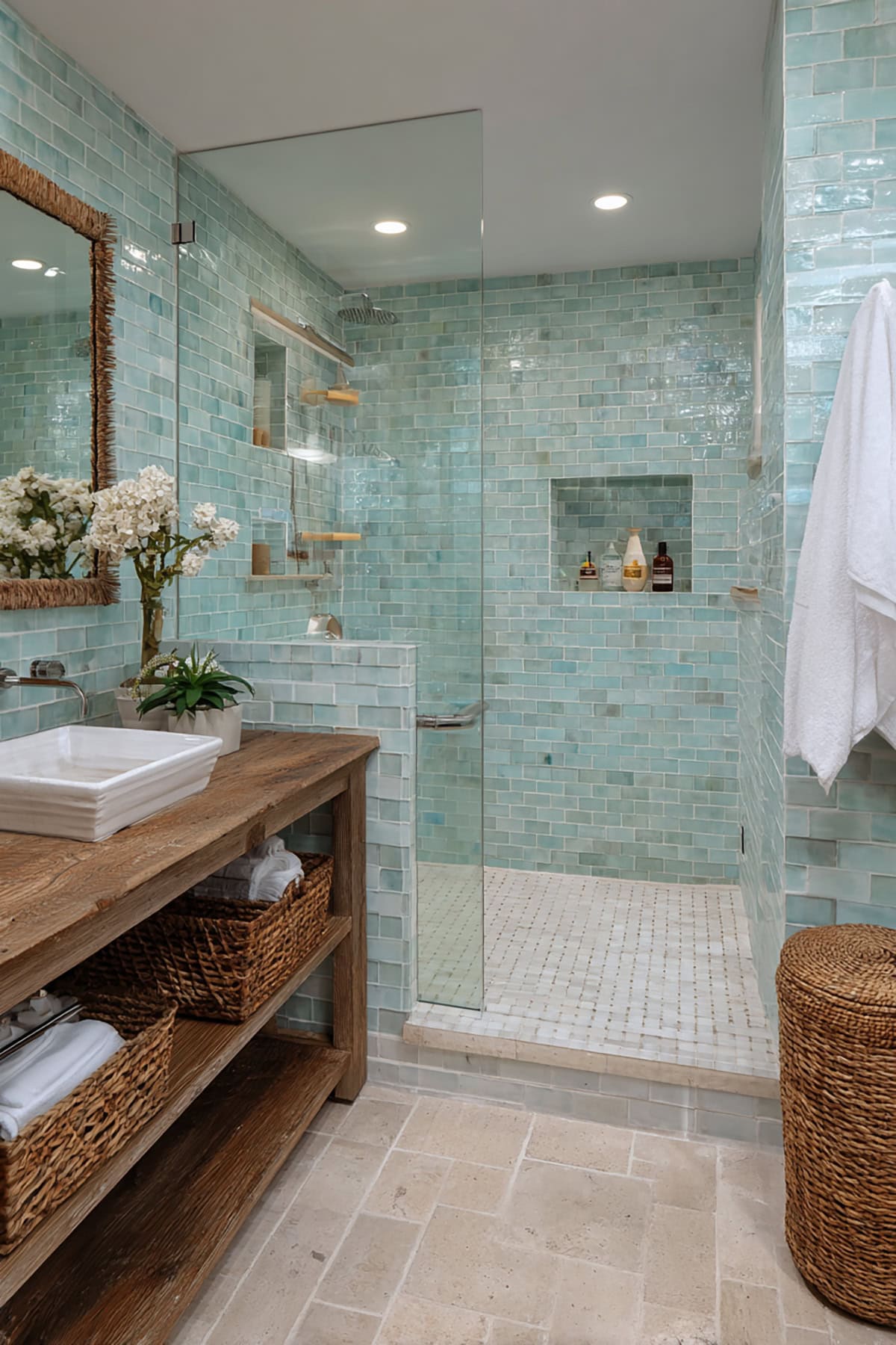 Coastal Wet Room With Sea Glass Tiles