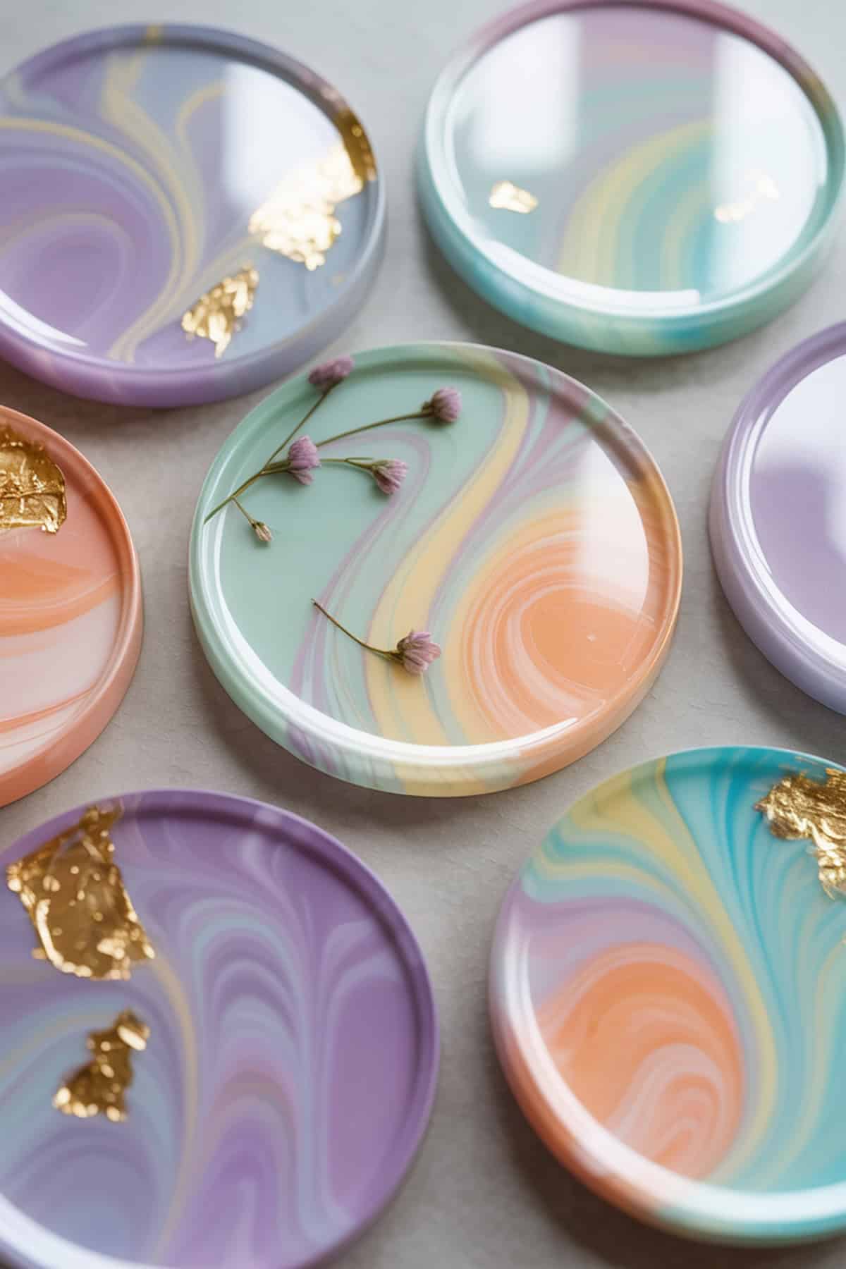 Easter Egg Marbled Resin Coasters