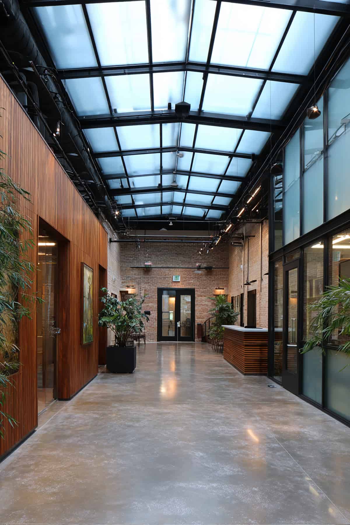 Glass Ceiling Panels With Metal Framework