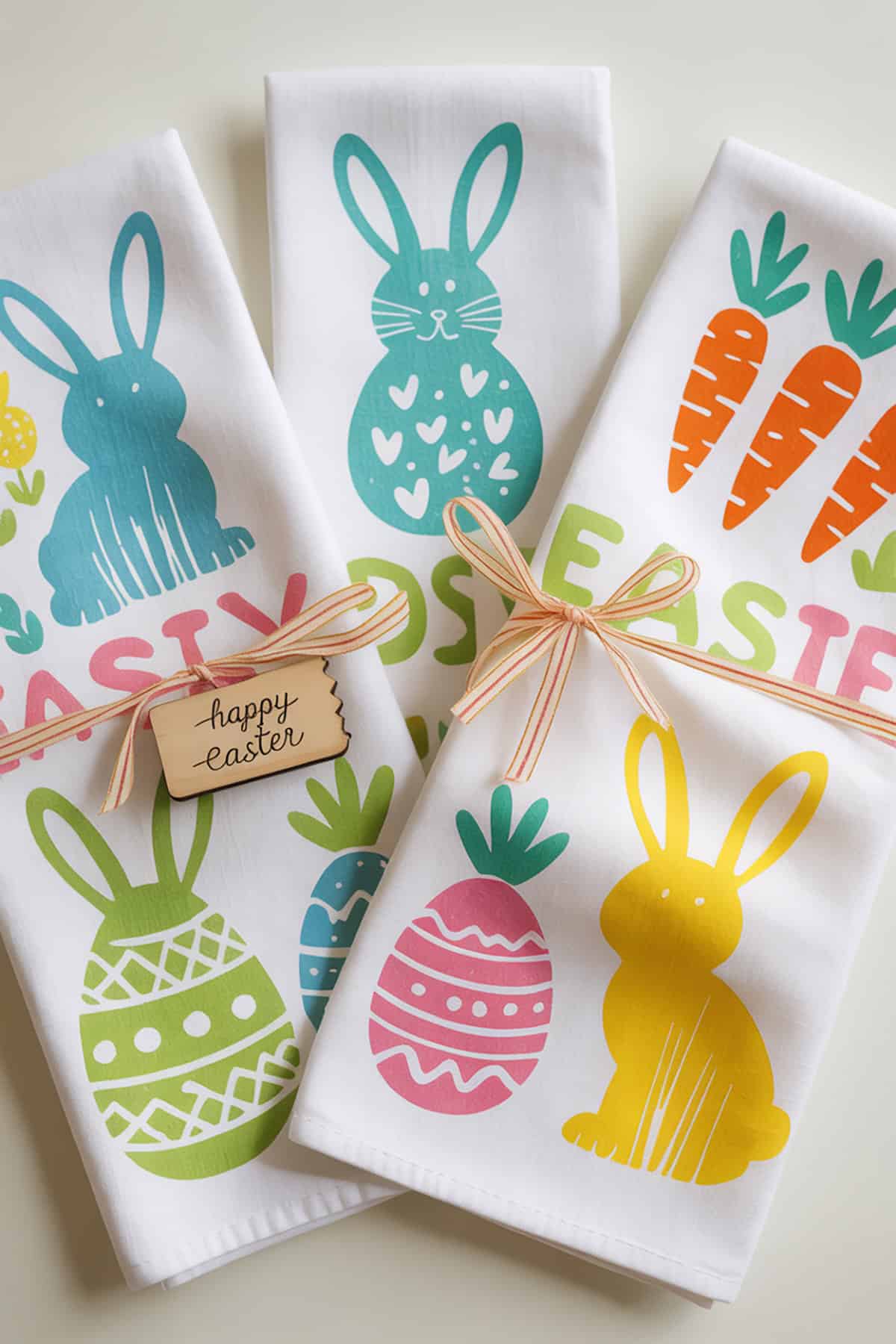 Hand Stamped Easter Flour Sack Towels