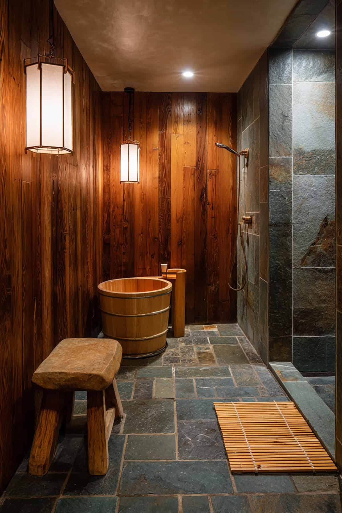 Japanese Onsen Inspired Wet Room