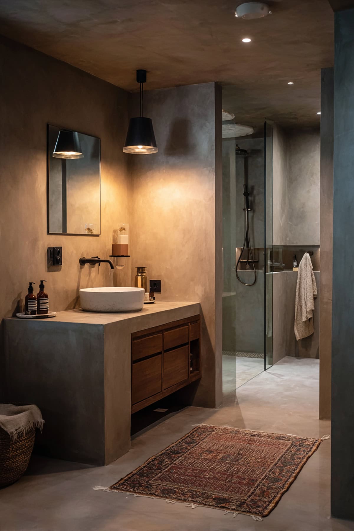 Microcement Walls in Earthy Tones