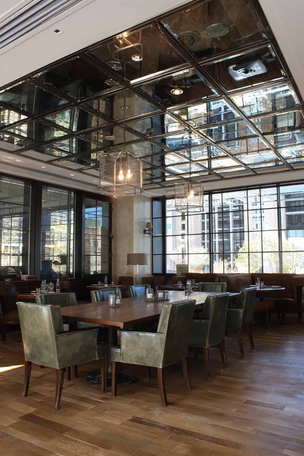 Mirrored Ceiling Panels With Framed Sections