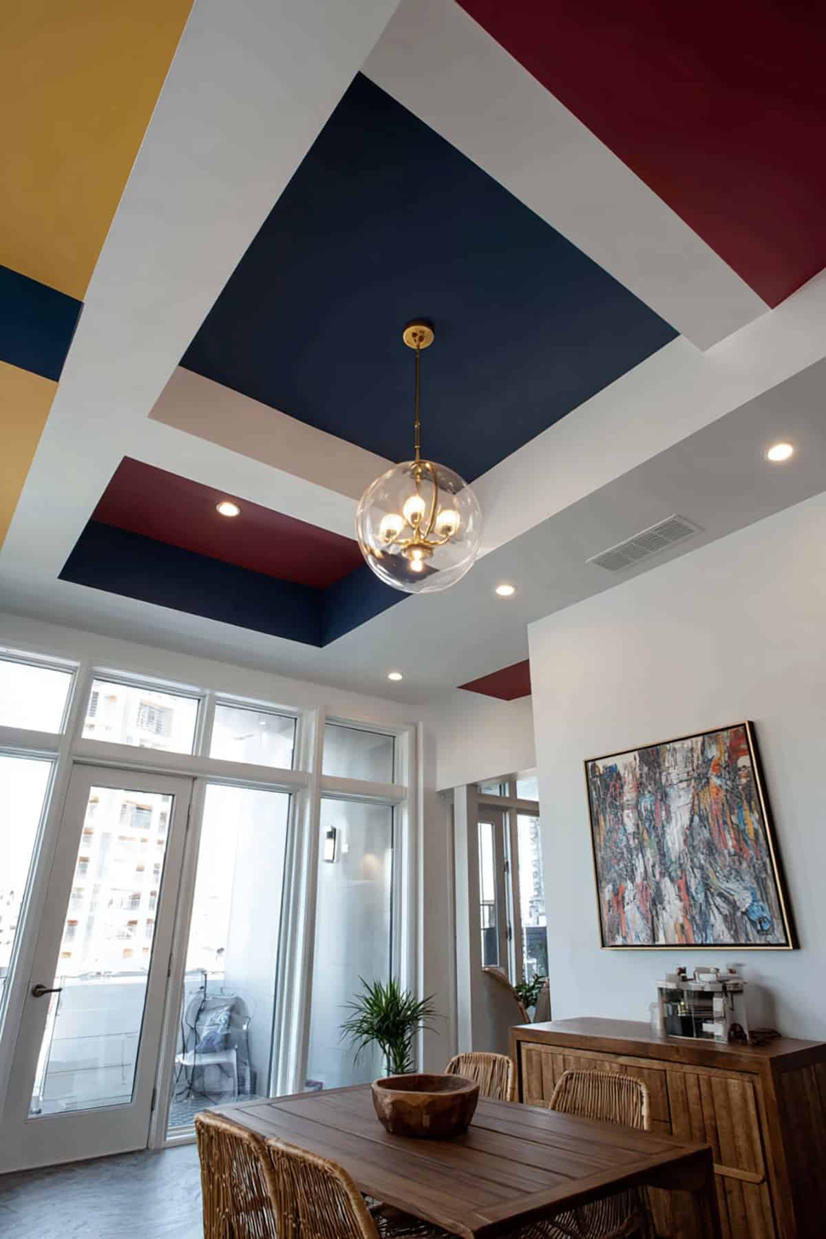Painted Color Block Ceiling Design