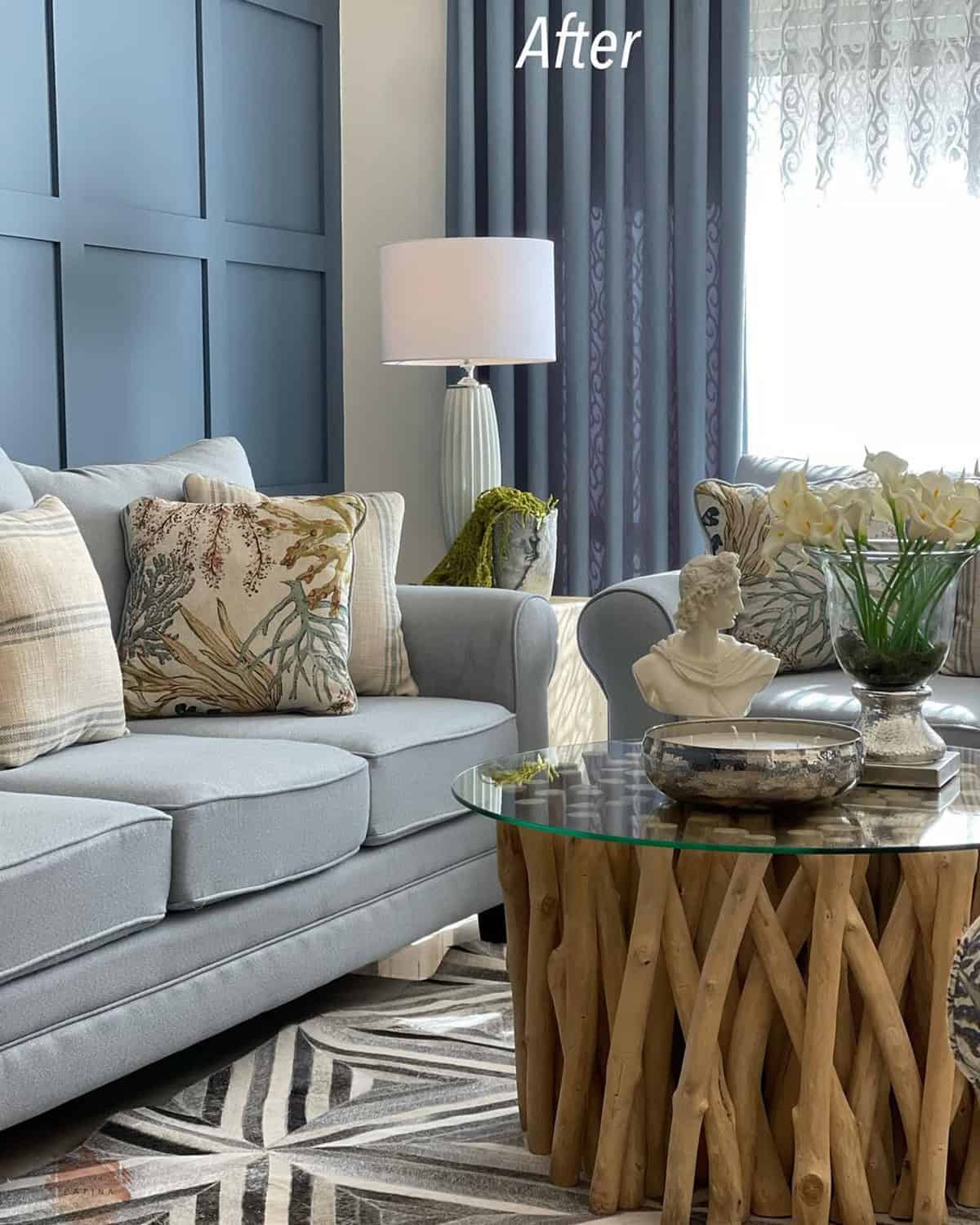 Paneled Blue Wall as Feature Backdrop