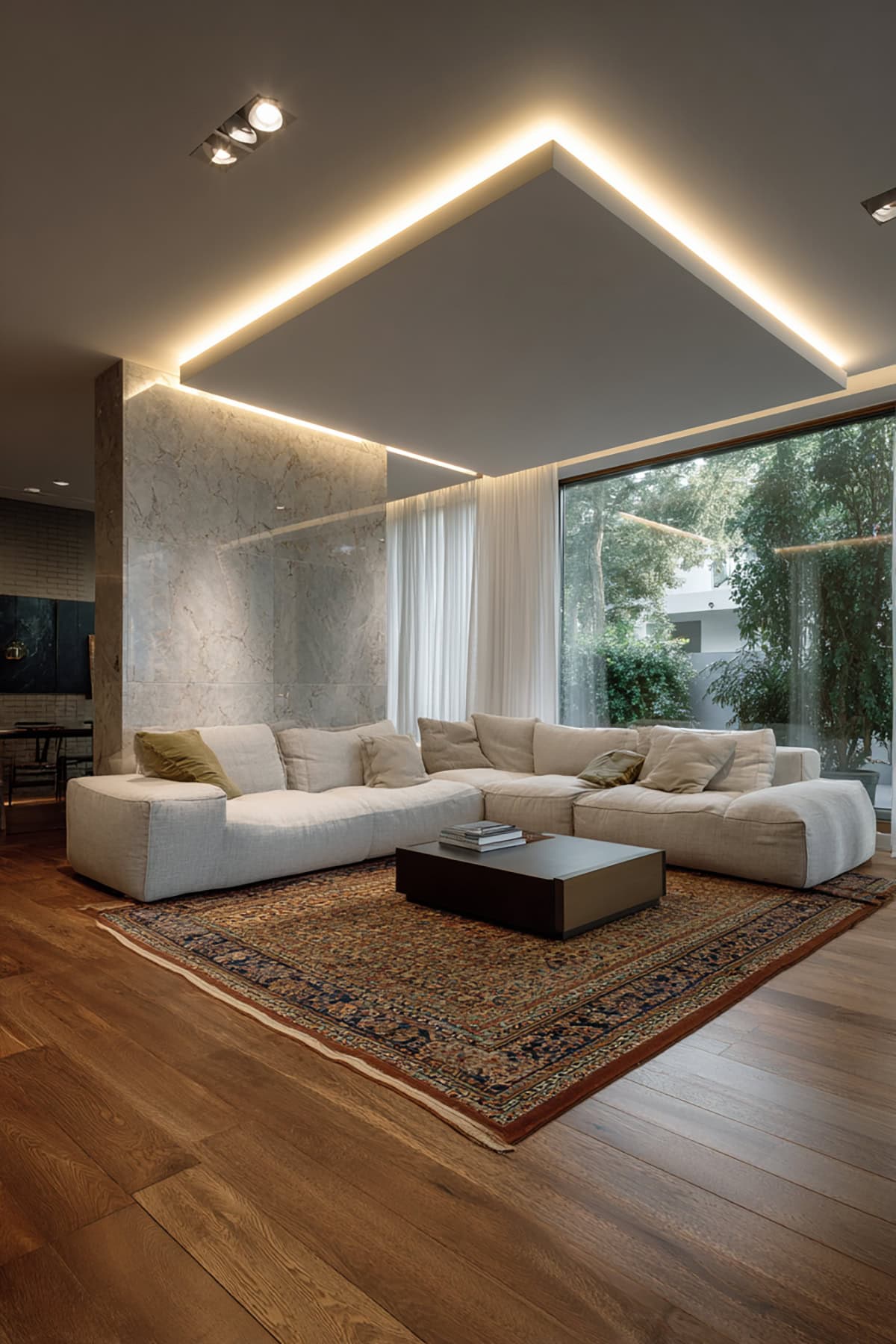 Recessed Ceiling With Floating Perimeter Frame